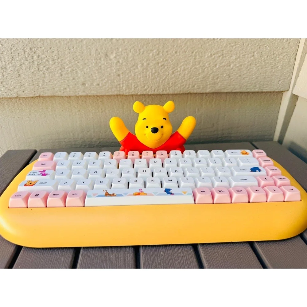 Disney Winnie the Pooh Wireless Mechanical Keyboard Yellow Pink DS20826-FB - BK